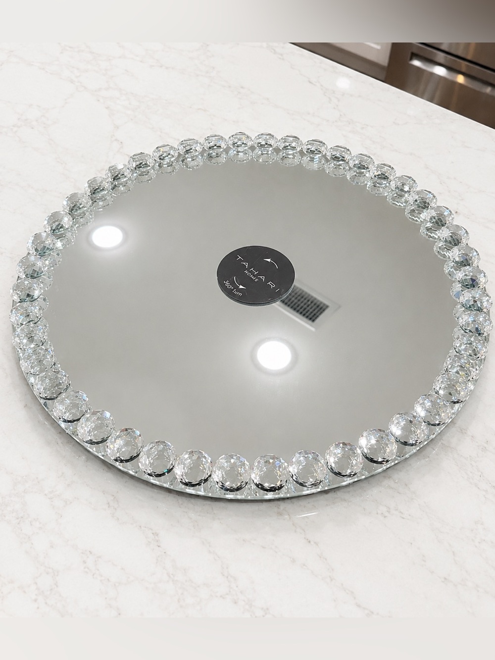 TAHARI Diamond Bling Jewel Mirror
Mirrored Glass Lazy Susan Cake Display 15”
NEW